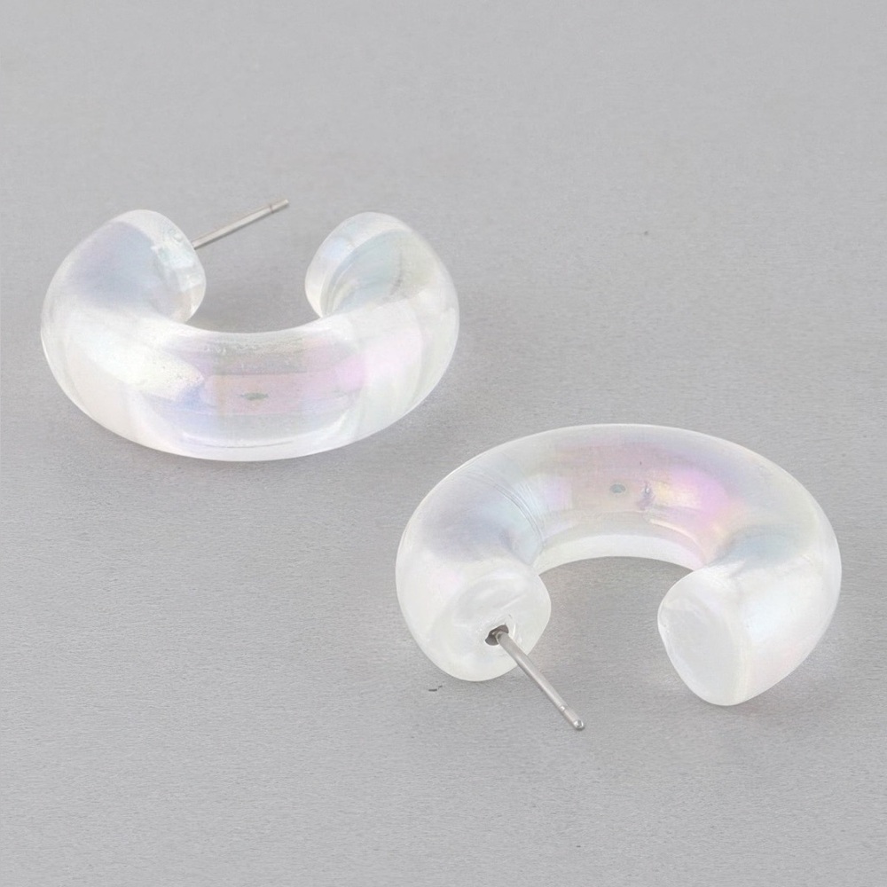 Two Toned Clear Hoop Earrings